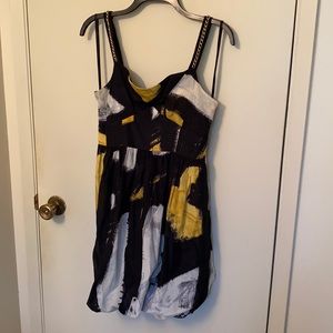 Rachel Roy black white and yellow bubble dress